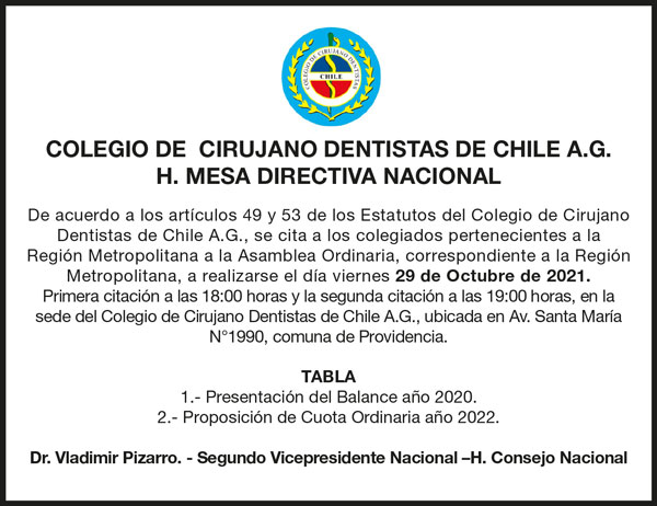 Publicaci贸n en el diario La Tercera del jueves 19 de octubre de 2021